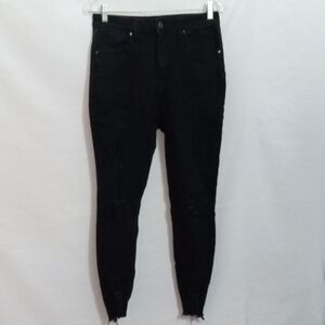 Wax Jean Women's Distressed  Black Ankle Jeans